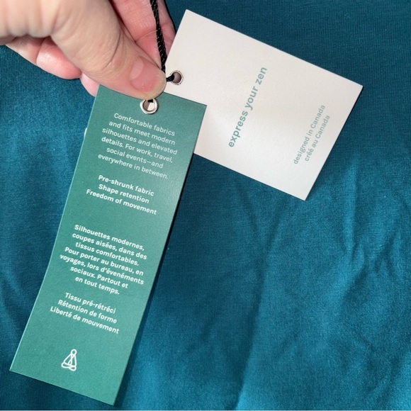 Neon Buddha Turquoise Asymmetrical Button Design Long Sleeve Tunic - Picture 5 of 6